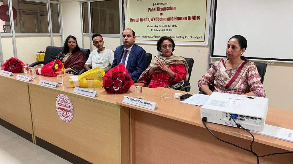 A seminar on mental health rights organised in collaboration with Centre for Human Rights and Duties, Panjab University, on 12/10/2022.